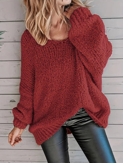 Chic Round Neck Long Sleeve Sweater